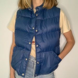 VINTAGE L.L. Bean Goose Down Blue Vest Puffer Med